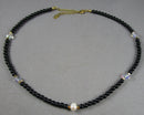 Black Onyx & Pearl Gemstone Necklace Z067