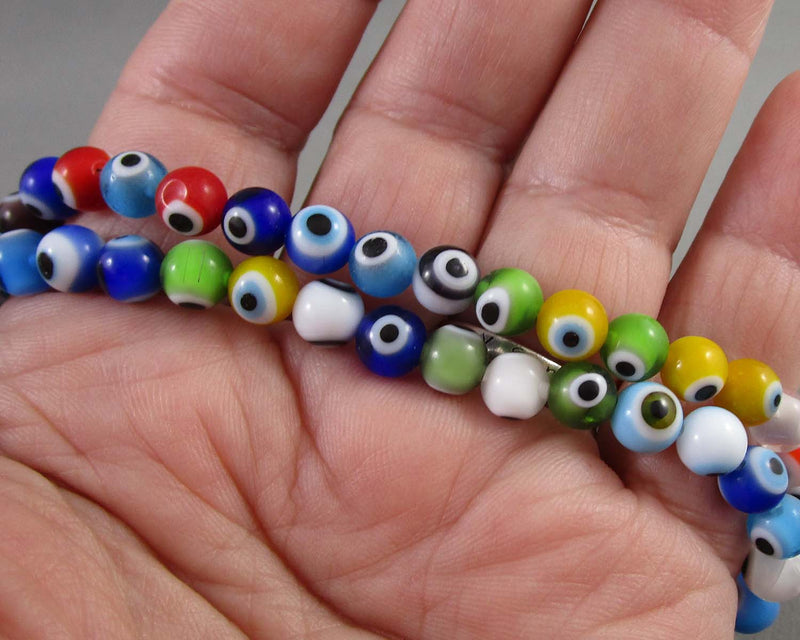Multi Color Greek Evil Eye 6mm Beads Z071