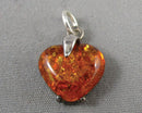 Amber Heart Gemstone Pendant 925 Sterling Silver (Vintage) H087-18