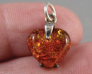 Amber Heart Gemstone Pendant 925 Sterling Silver (Vintage) H087-18