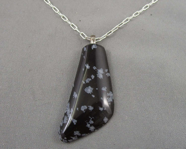 Snowflake Obsidian Gemstone Necklace (Vintage) H066-4