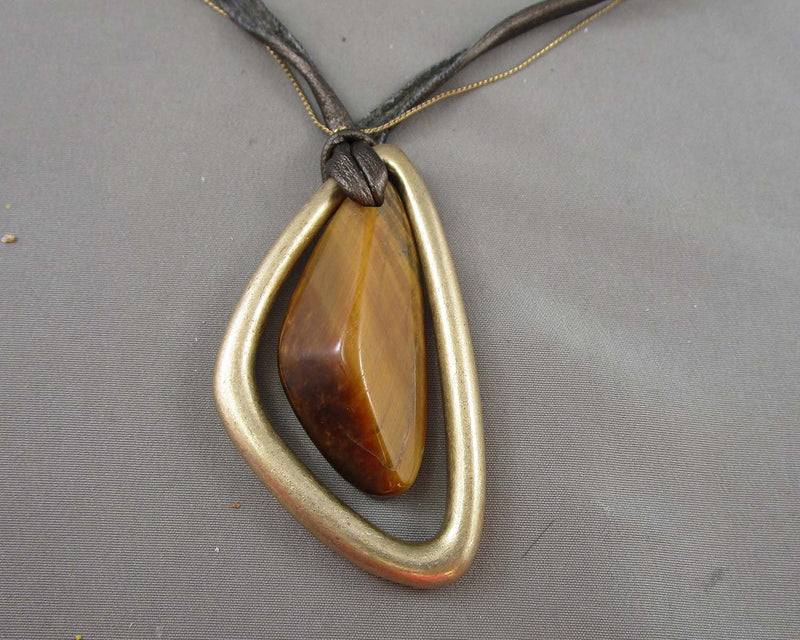 Tiger Eye Gemstone Necklace (Kenneth Cole) H066-9