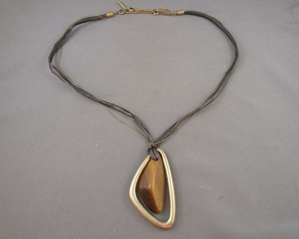 Tiger Eye Gemstone Necklace (Kenneth Cole) H066-9