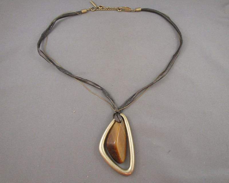 Tiger Eye Gemstone Necklace (Kenneth Cole) H066-9