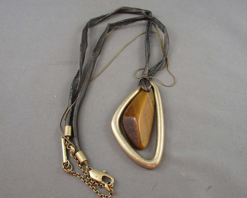 Tiger Eye Gemstone Necklace (Kenneth Cole) H066-9