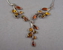 Amber Gemstone Necklace 925 Sterling Silver Vintage H088-4