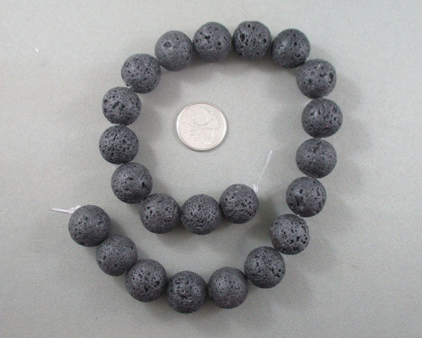 30% OFF!! 18mm Black Lava Beads Round Waxed