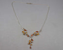 Amber Gemstone Necklace 925 Sterling Silver Vintage H088-4