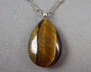 Tiger Eye Pendant Necklace Vintage H088-14