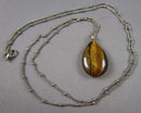 Tiger Eye Pendant Necklace Vintage H088-14