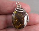 Amber Gemstone Pendant 925 Sterling Silver (Vintage) H088-21