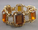 Rare Find! 1970's Sarah Coventry Wild Honey Amber Glass Bracelet (Vintage) H090-3