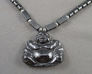Hematite Gemstone Buddha Pendant Necklace (Vintage) H090-4