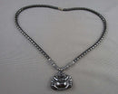 Hematite Gemstone Buddha Pendant Necklace (Vintage) H090-4