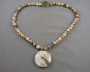 Agate Gemstone Pendant Necklace (Vintage) H090-7