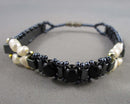 Pearl & Hematite Gemstone Bracelet (Vintage) H090-12