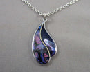 Abalone Shell Gemstone Pendant Necklace (Vintage) H090-13