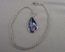 Abalone Shell Gemstone Pendant Necklace (Vintage) H090-13