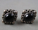 Black Obsidian Gemstone Earrings 925 Sterling Silver (Vintage) H090-20