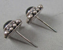 Black Obsidian Gemstone Earrings 925 Sterling Silver (Vintage) H090-20