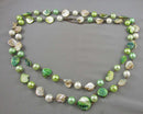 Long Green Shell Gemstone Necklace (Vintage) H090-22