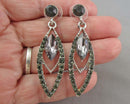 Grey Crystal Rhinestone Earrings (Vintage) H090-24