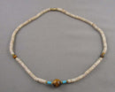 Tiger Eye & Shell Gemstone Necklace (Vintage) H090-27
