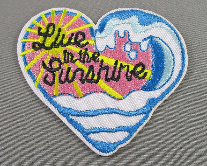 "Live in the Sunshine" Heart Iron on Patch 1pc J041