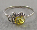Amber Ring Size 4.5 (925 Sterling Silver) Vintage H090-30