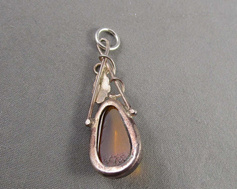 Amber Pendant Vintage 925 Sterling Silver H068-13