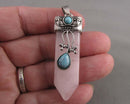 Rose Quartz Gemstone Pendant (Vintage) H093-2