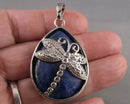 Lapis Lazuli Gemstone Dragonfly Pendant (Vintage) H093-9