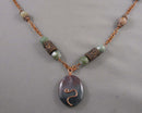 Moss Agate & Copper Pendant Necklace (Vintage) H093-10