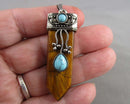 Tiger Eye Gemstone Pendant (Vintage) H093-11