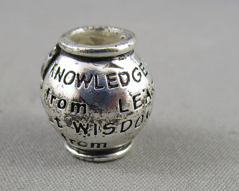 925 Sterling Silver Large Hole Owl Bead (Vintage) H076-4