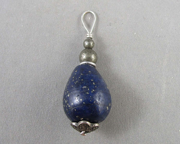 Lapis Lazuli & Pyrite Pendant Vintage H076-7