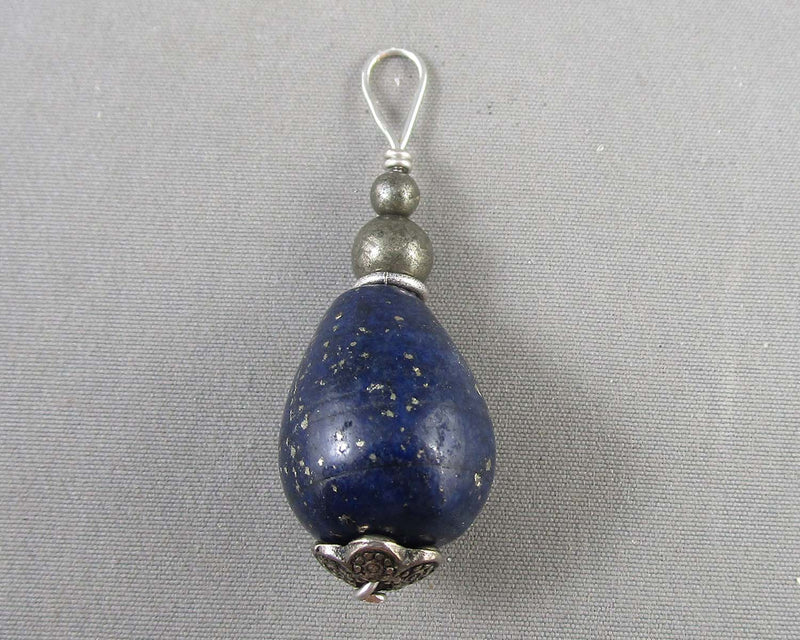 Lapis Lazuli & Pyrite Pendant Vintage H076-7