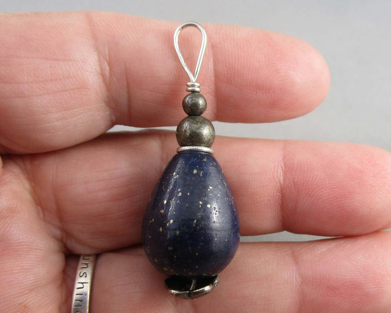 Lapis Lazuli & Pyrite Pendant Vintage H076-7