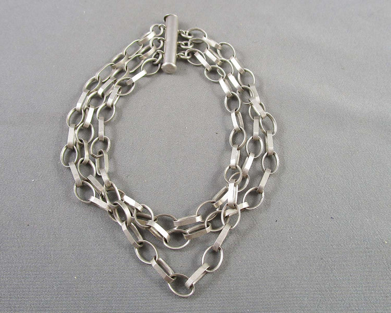 Multi Strand Rolo Chain Bracelet Sterling Silver 925 (Vintage) H076-16