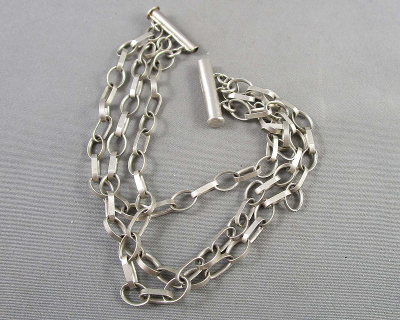 Multi Strand Rolo Chain Bracelet Sterling Silver 925 (Vintage) H076-16