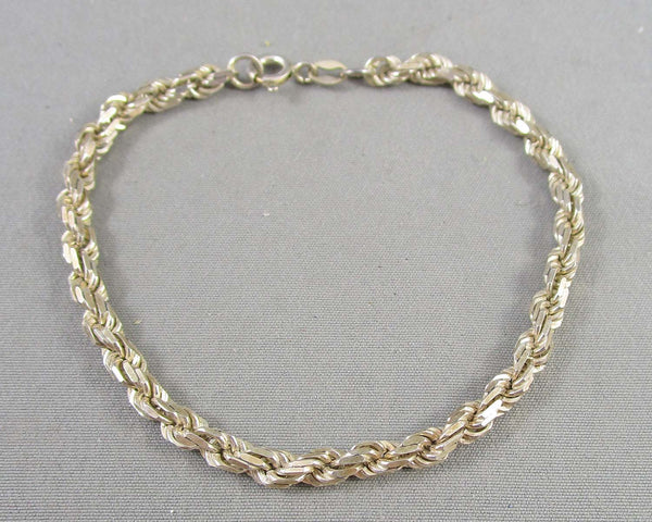 3mm Rope Chain Bracelet Sterling Silver 925 (Vintage) H076-17