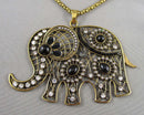 Brass & Rhinestone Elephant Pendant Necklace (Vintage) H093-13