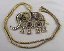 Brass & Rhinestone Elephant Pendant Necklace (Vintage) H093-13