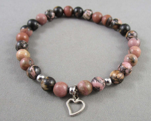 Rhodonite Gemstone Bracelet Vintage H078-5