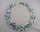 Rainbow Fluorite Gemstone Necklace (Vintage) H093-26