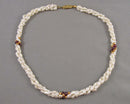 Pearl & Garnet Gemstone Necklace (Vintage) H093-27