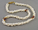 Pearl & Garnet Gemstone Necklace (Vintage) H093-27