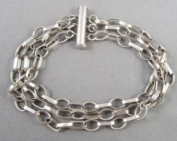 Multi Strand Rolo Chain Bracelet Sterling Silver 925 (Vintage) H076-16