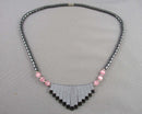 Hematite & Cat's Eye Pendant Necklace (Vintage) H094-4