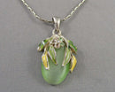 Cat's Eye Pendant Necklace (Vintage) H094-11